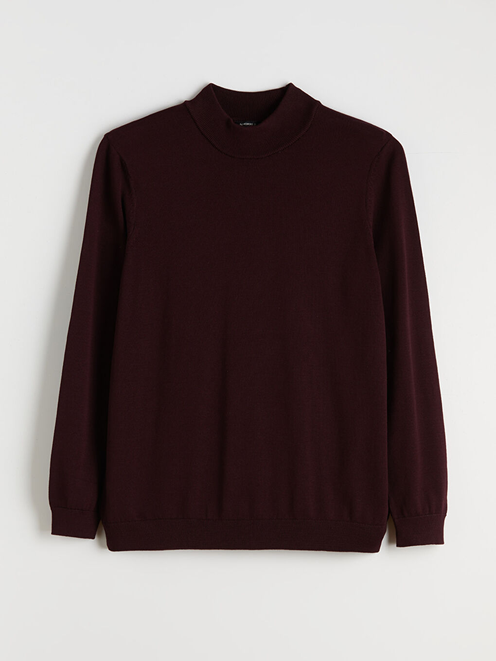 Bordo Büyük Beden Yarım Balıkçı Yaka Erkek Triko Kazak-4