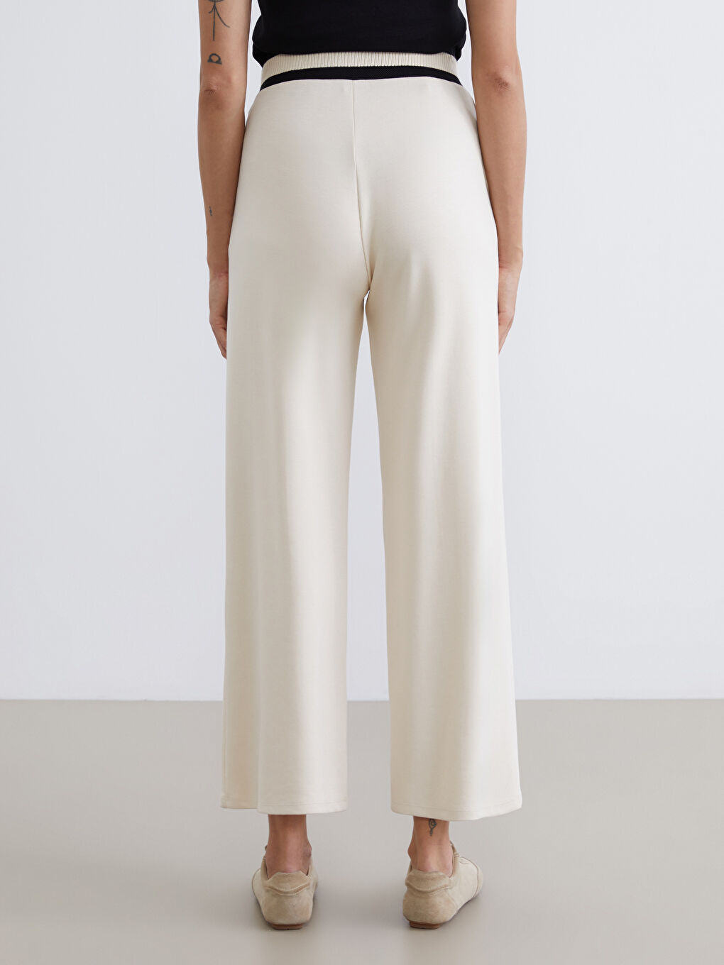 Elastic Waist Wide Leg Women's Trousers-3