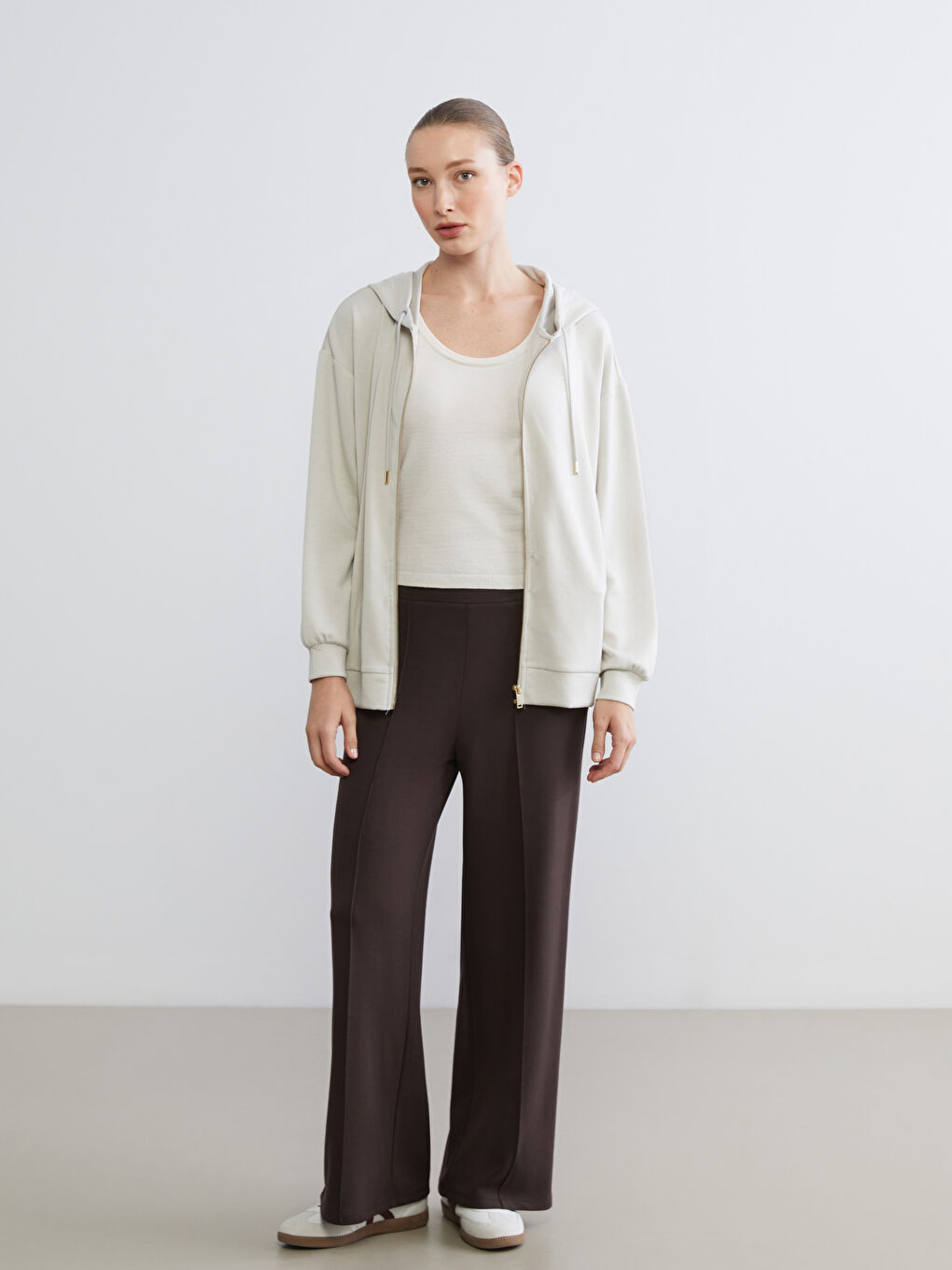 Elastic Waist Wide Leg Women's Trousers