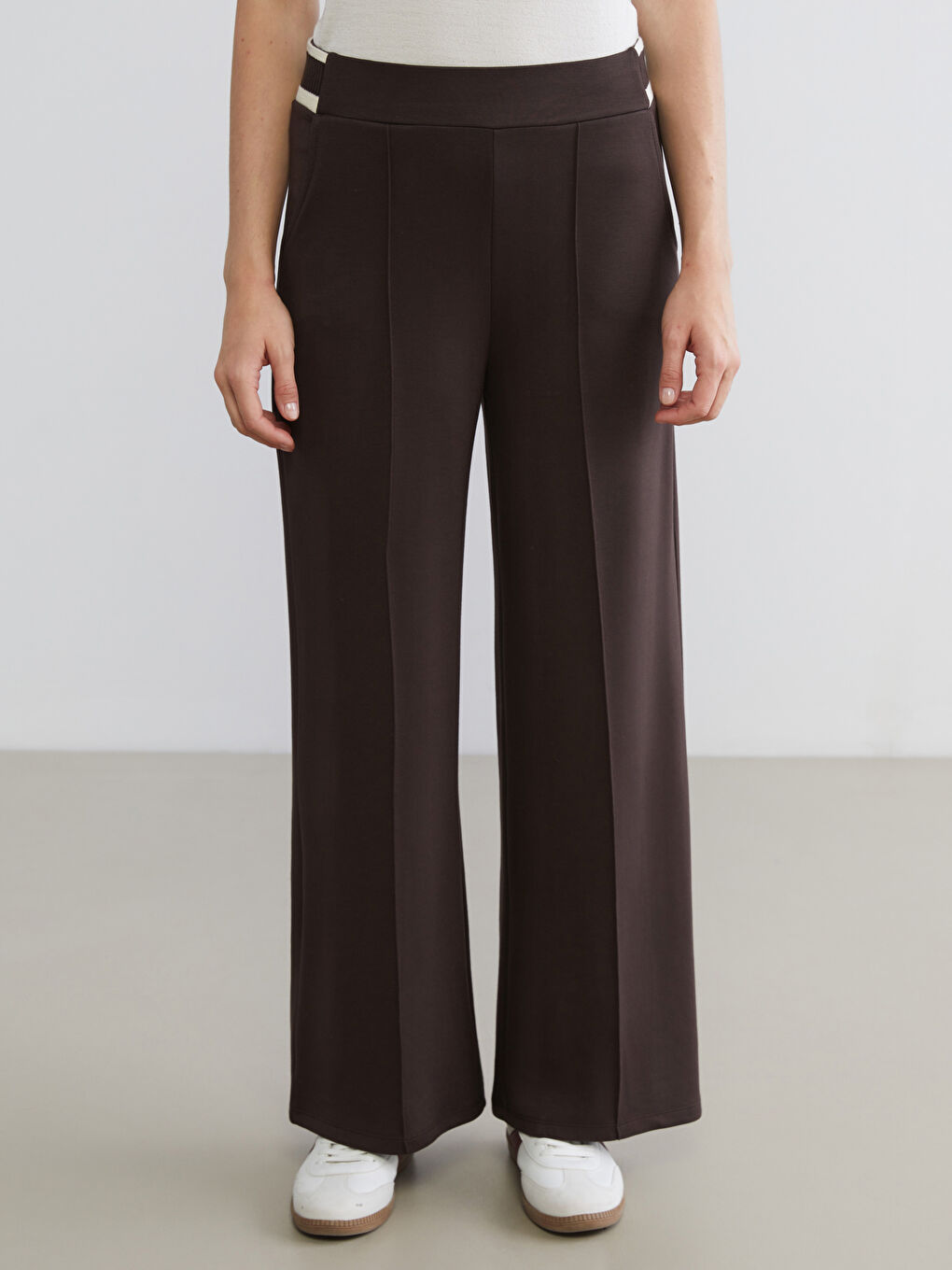 Elastic Waist Wide Leg Women's Trousers-1