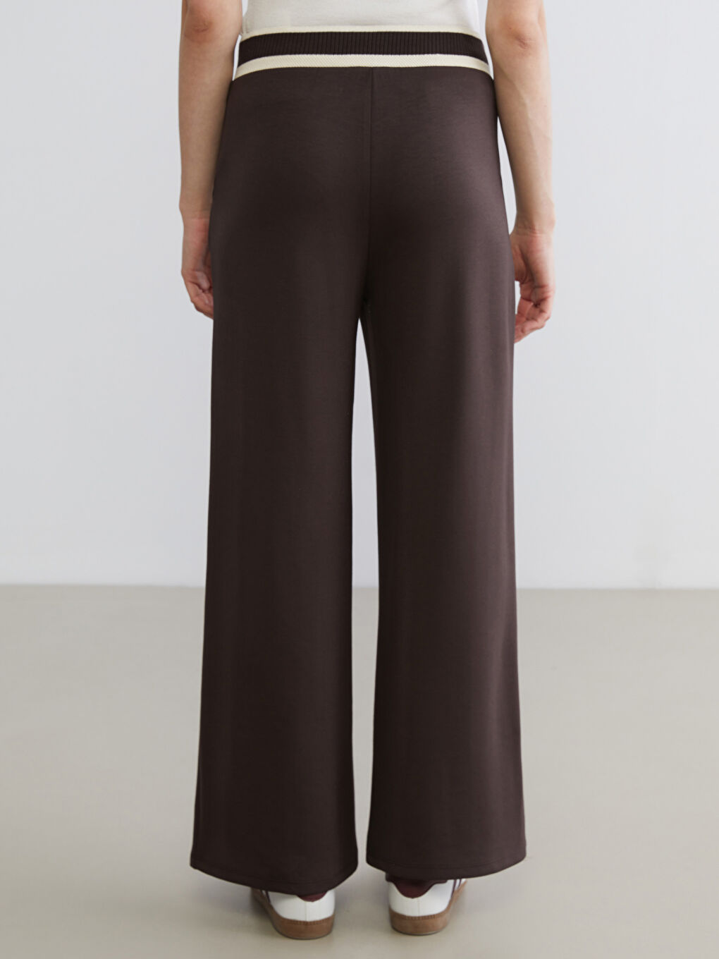 Elastic Waist Wide Leg Women's Trousers-3