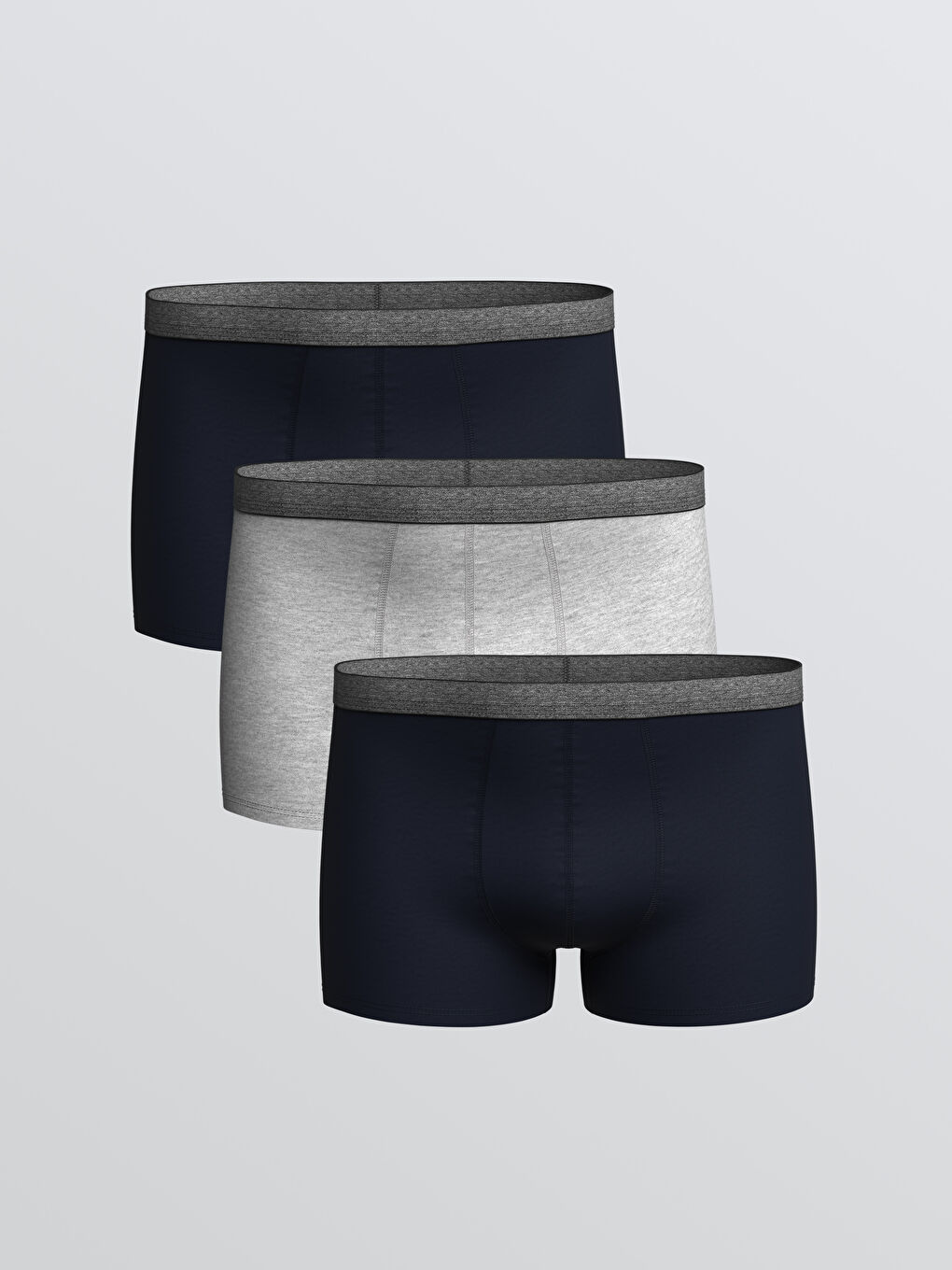 Lacivert Büyük Beden Standart Kalıp Pamuklu Esnek Erkek Boxer 3'lü