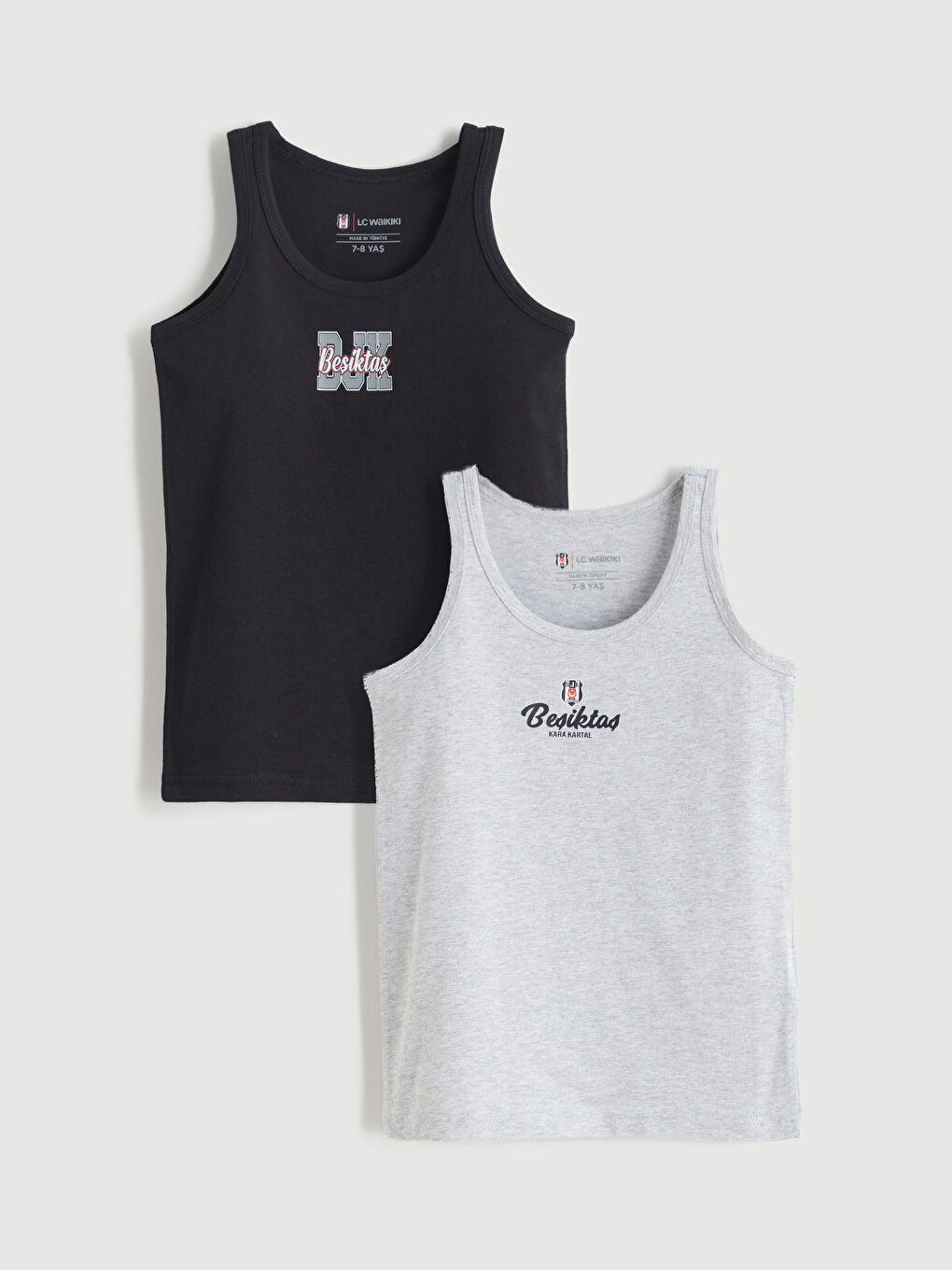 Siyah Bisiklet Yaka Beşiktaş Baskılı Erkek Çocuk Atlet 2'li