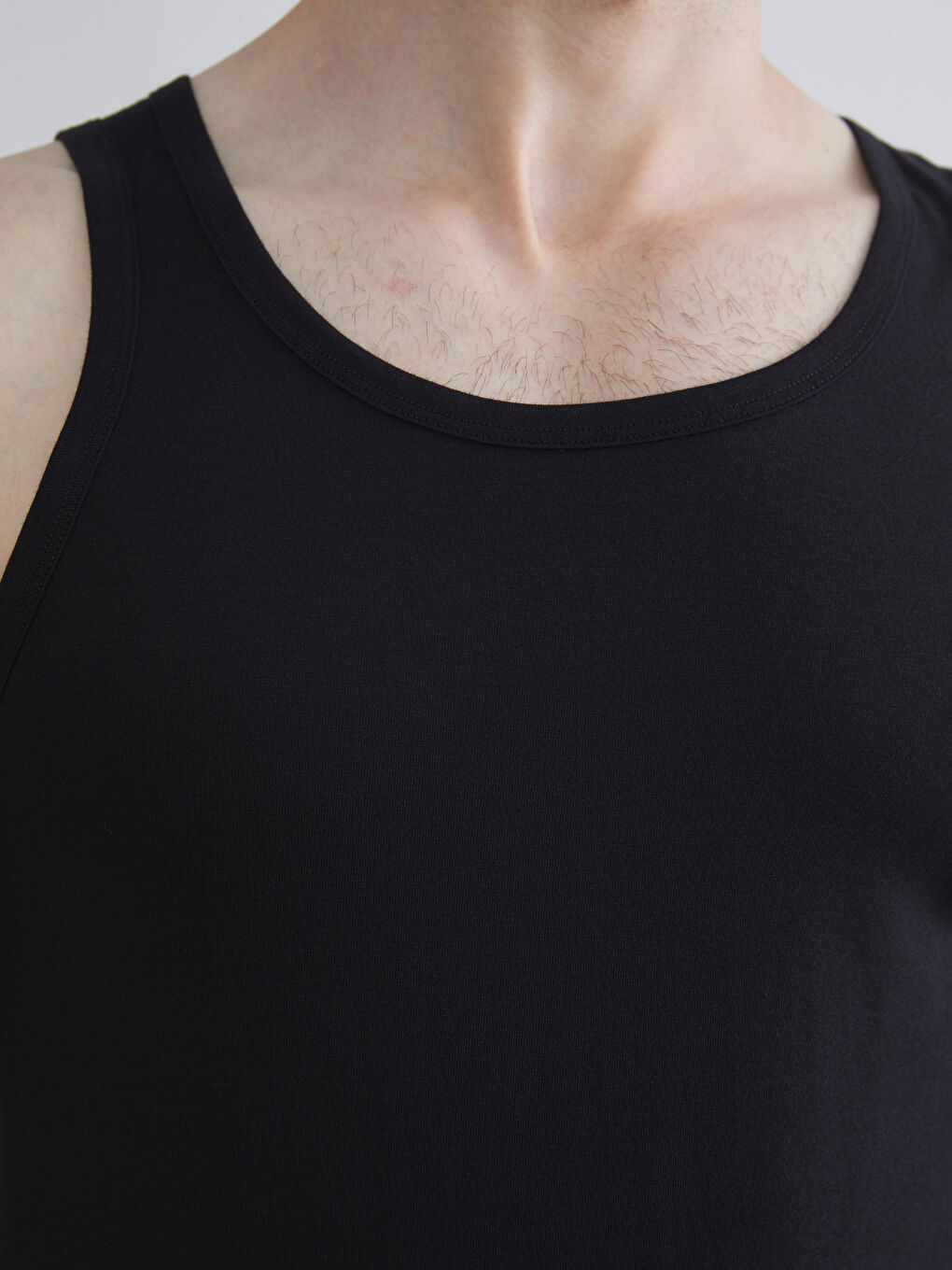 Siyah U Yaka Penye Erkek Atlet 5'li-2