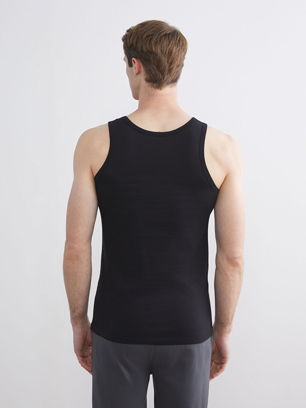 Siyah U Yaka Penye Erkek Atlet 5'li-3