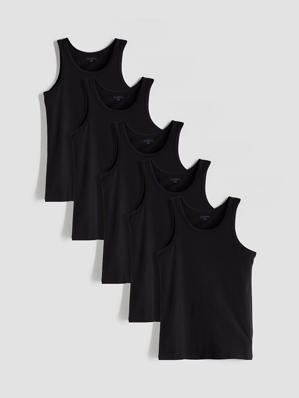 Siyah U Yaka Penye Erkek Atlet 5'li-4