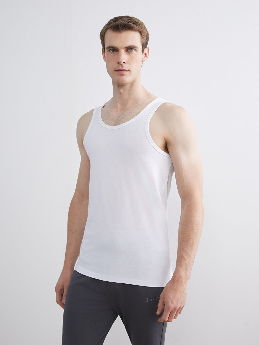 Beyaz U Yaka Penye Erkek Atlet 5'li