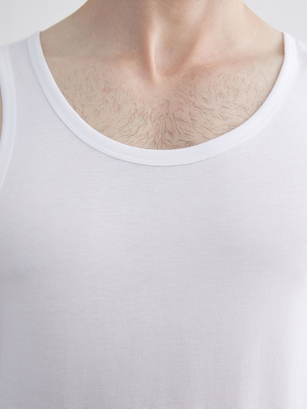 Beyaz U Yaka Penye Erkek Atlet 5'li-2