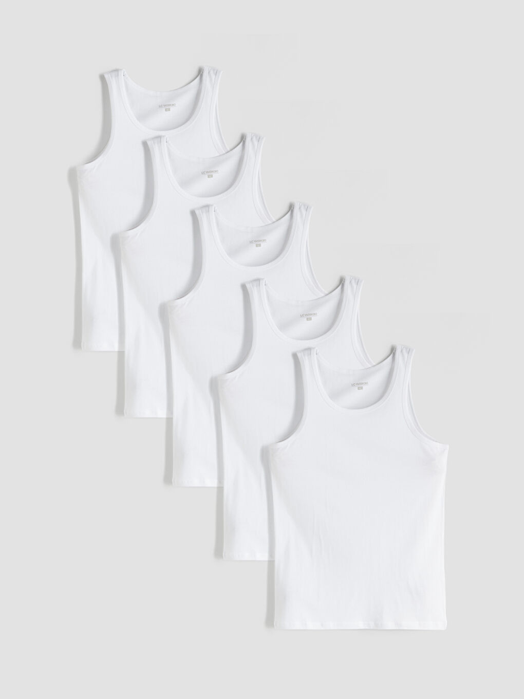 Beyaz U Yaka Penye Erkek Atlet 5'li-4