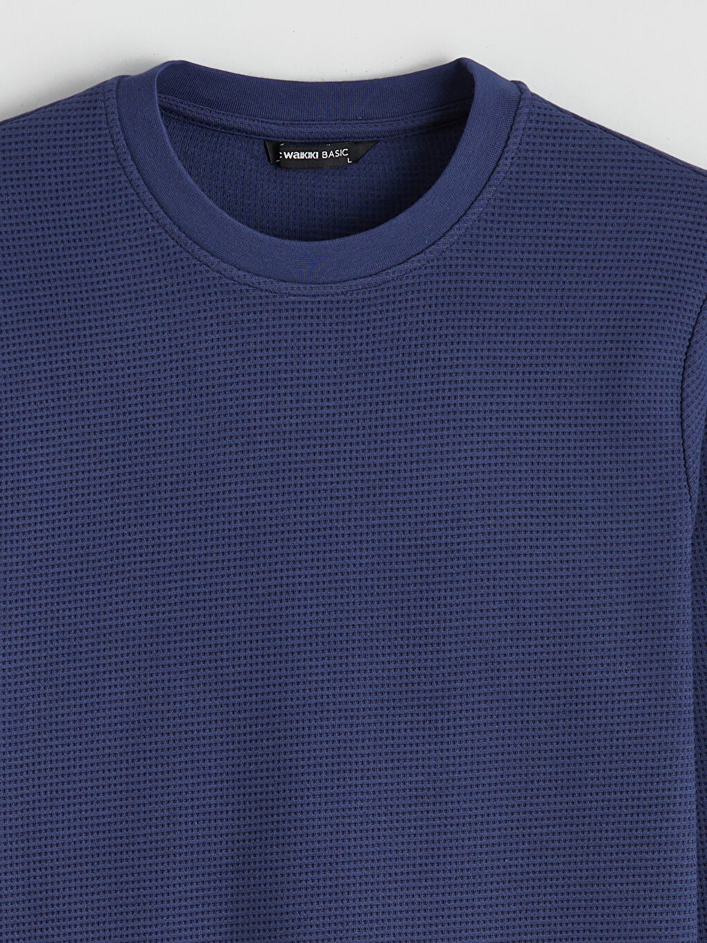 Lacivert Bisiklet Yaka Dokulu Erkek Sweatshirt-5