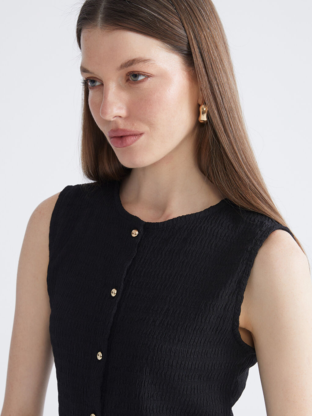 Crew Neck Textured Blouse-2