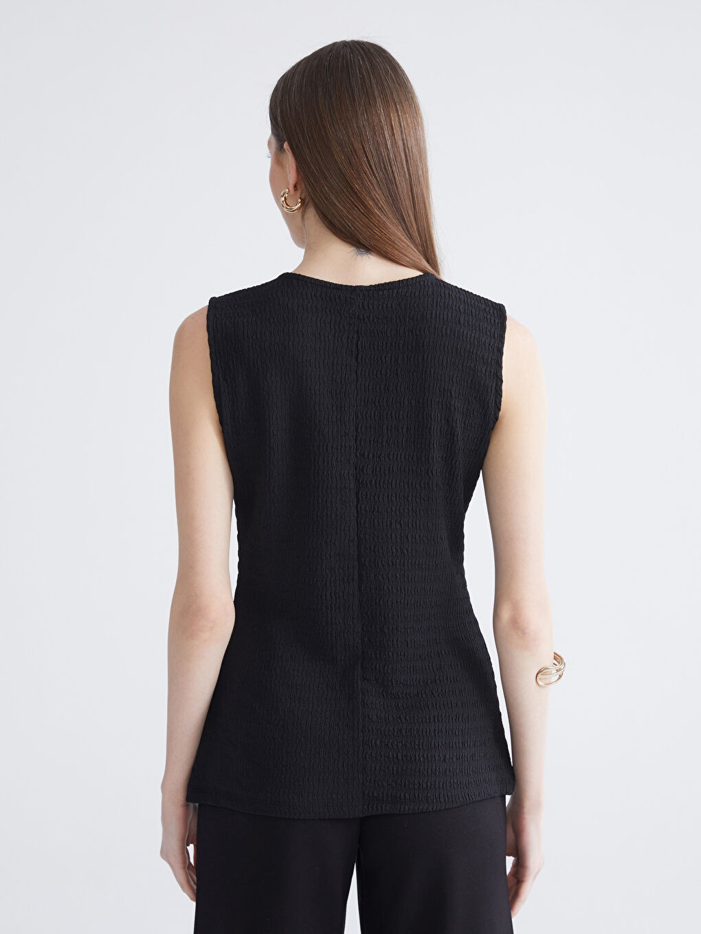 Crew Neck Textured Blouse-3