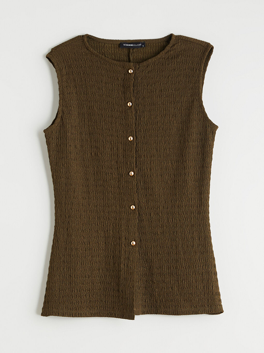 Haki Bisiklet Yaka Dokulu Bluz-4