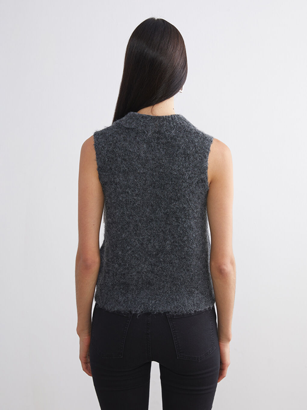 Жена Антрацит Пуловер Жилетка-3