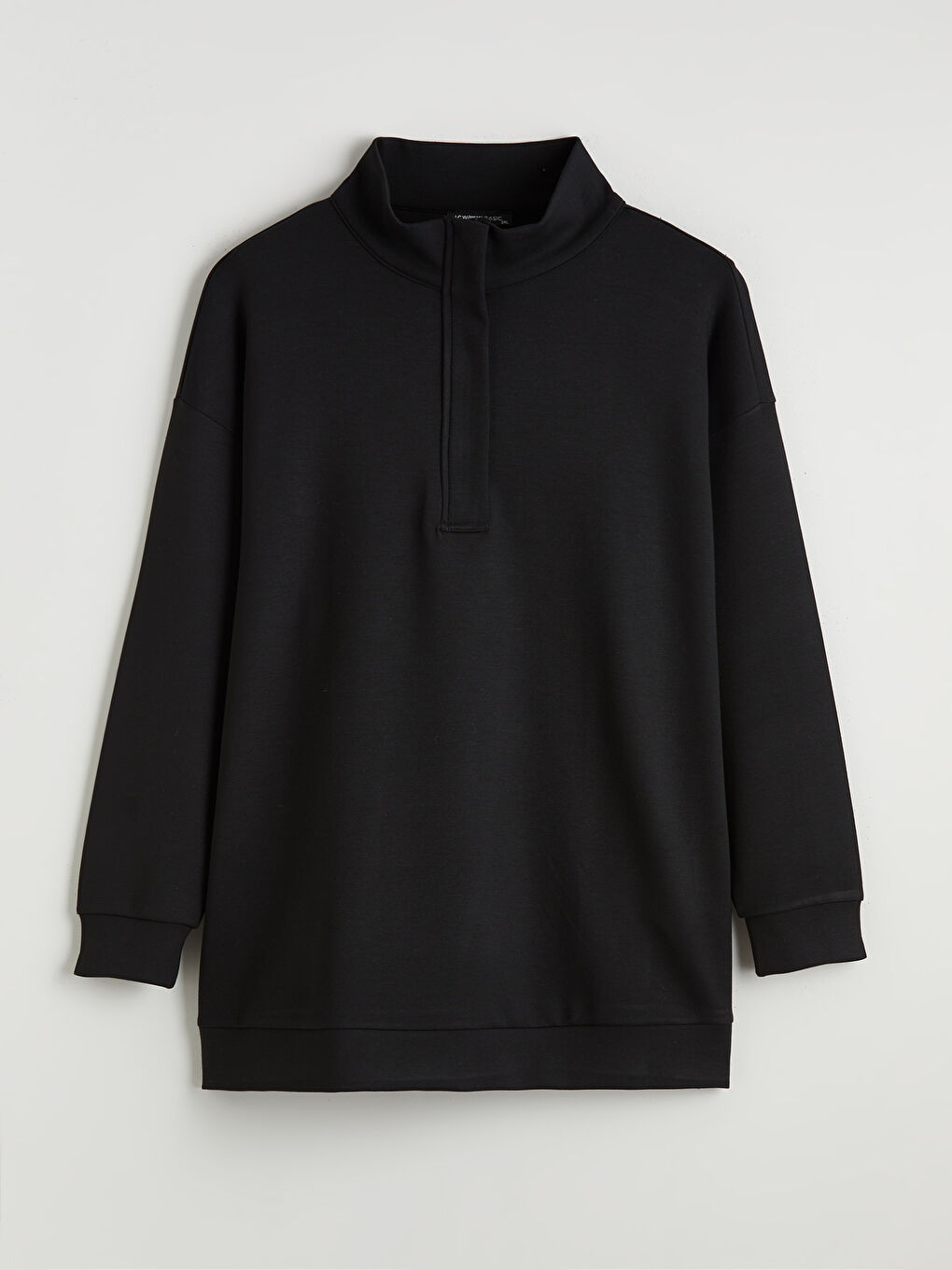 Siyah Dik Yaka Kadın Sweatshirt Tunik-2