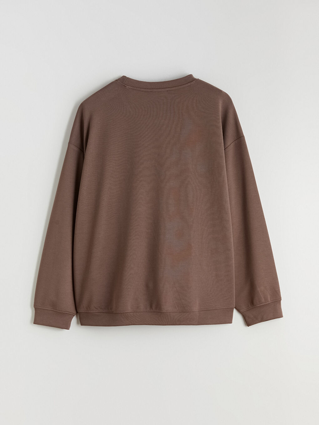 Kahverengi Baskılı Oversize Kadın Sweatshirt Tunik-5