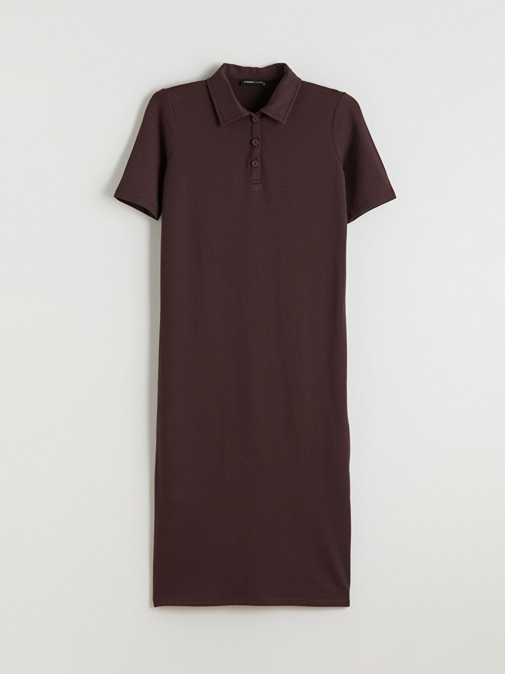 Kahverengi Polo Yaka A Kesim Modal Karışımlı Elbise-4