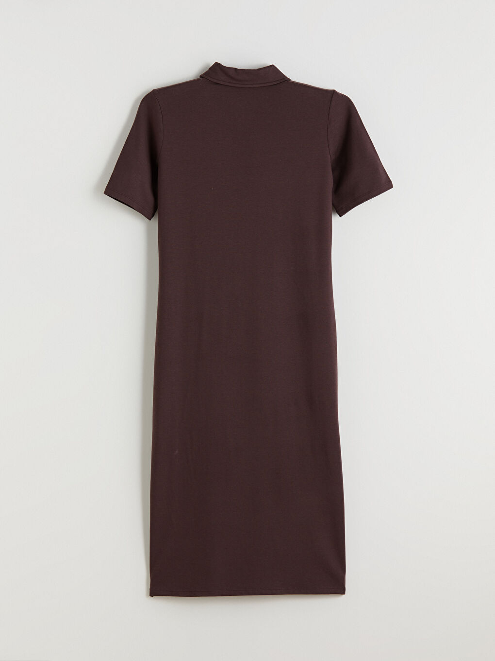 Kahverengi Polo Yaka A Kesim Modal Karışımlı Elbise-6