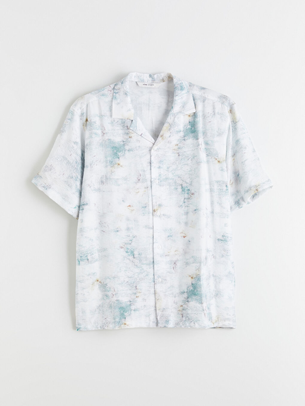 Bej Regular Fit Resort Yaka Kısa Kollu Desenli Viskon Erkek Gömlek-4