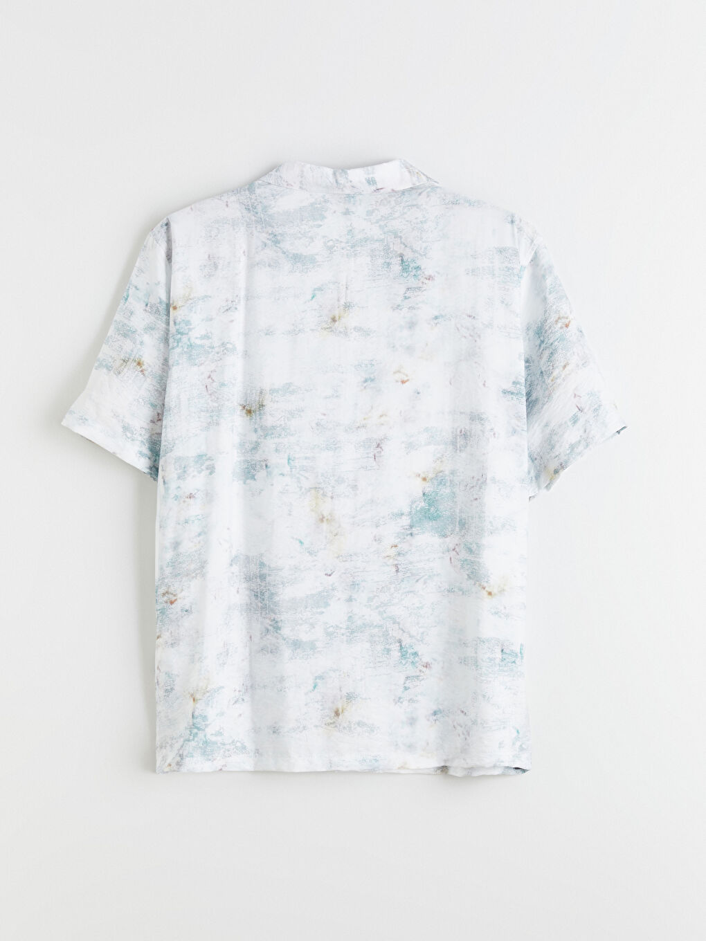 Bej Regular Fit Resort Yaka Kısa Kollu Desenli Viskon Erkek Gömlek-5