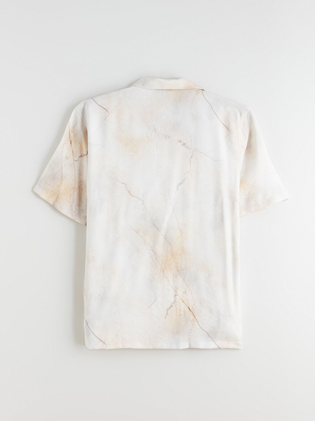 Bej Regular Fit Resort Yaka Kısa Kollu Desenli Erkek Gömlek-5