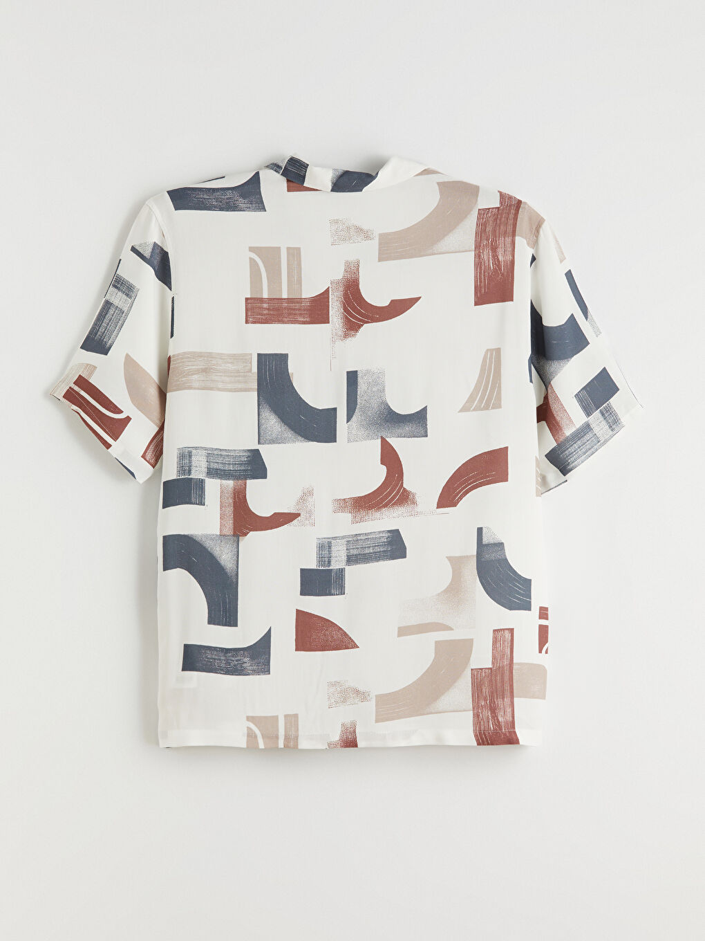 Bordo Resort Yaka Kısa Kollu Desenli Viskon Erkek Gömlek-5