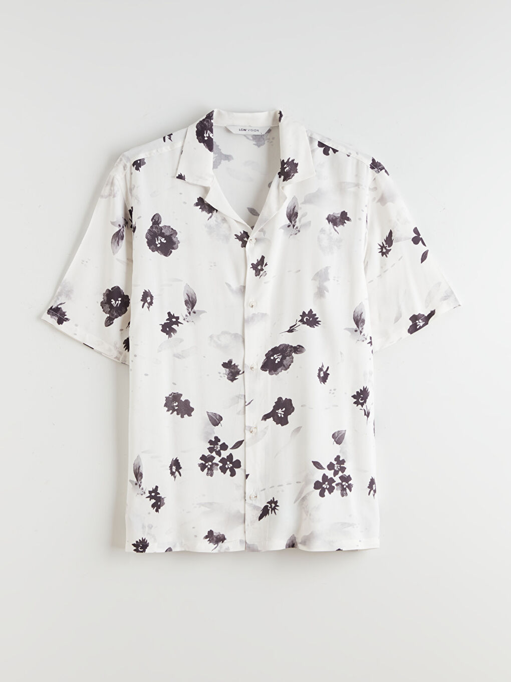 Ekru Resort Yaka Kısa Kollu Desenli Viskon Erkek Gömlek-4