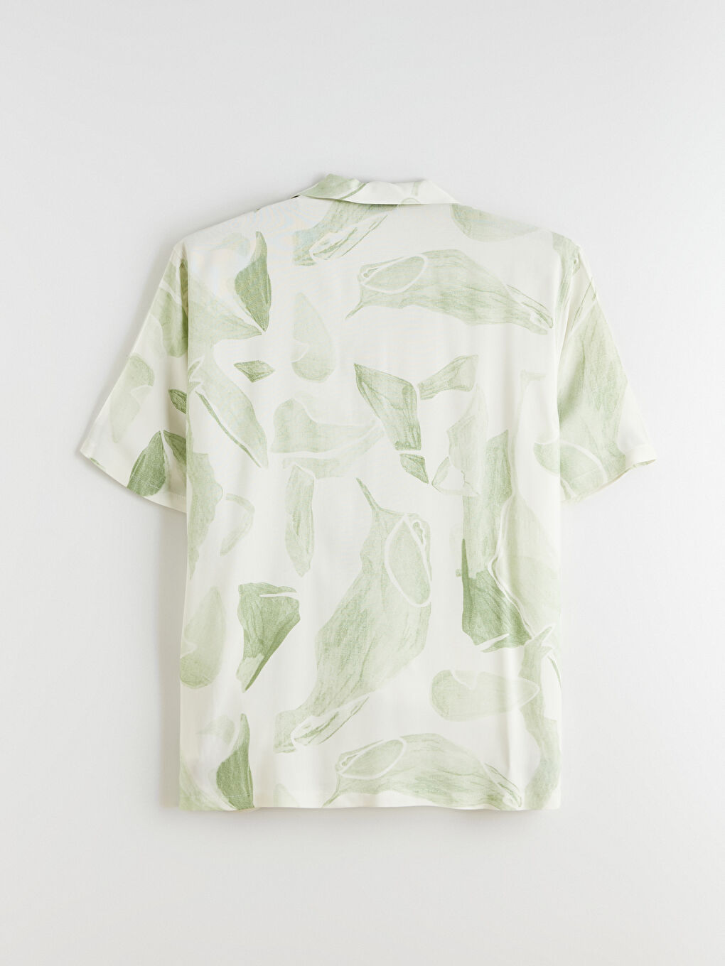 Yeşil Regular Fit Resort Yaka Kısa Kollu Desenli Poplin Erkek Gömlek-5