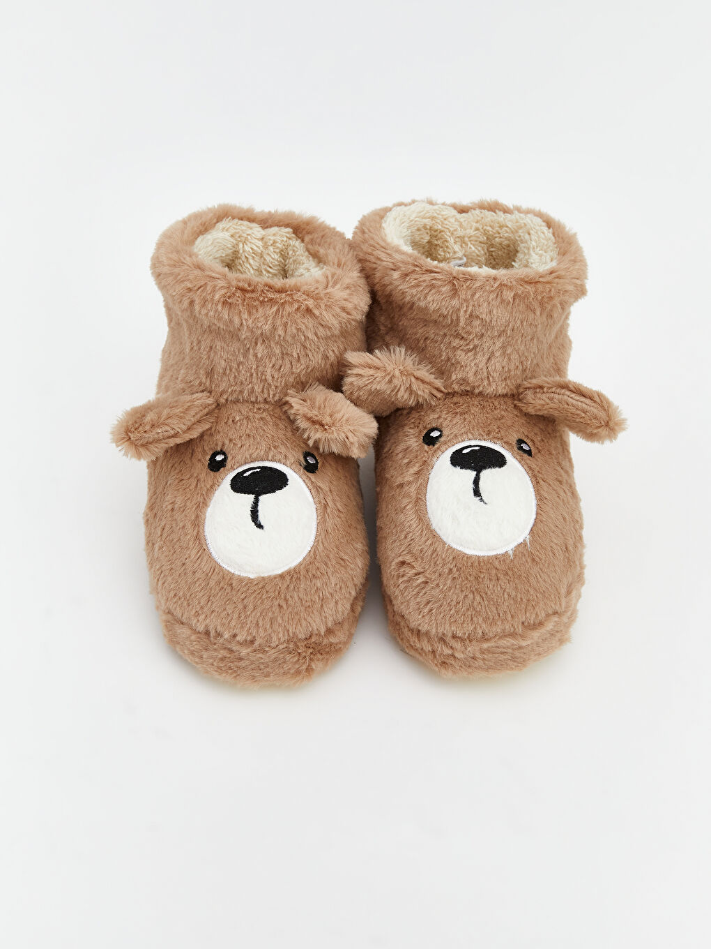 Bej Hayvan Figürlü Erkek Bebek Pelüş Panduf-2