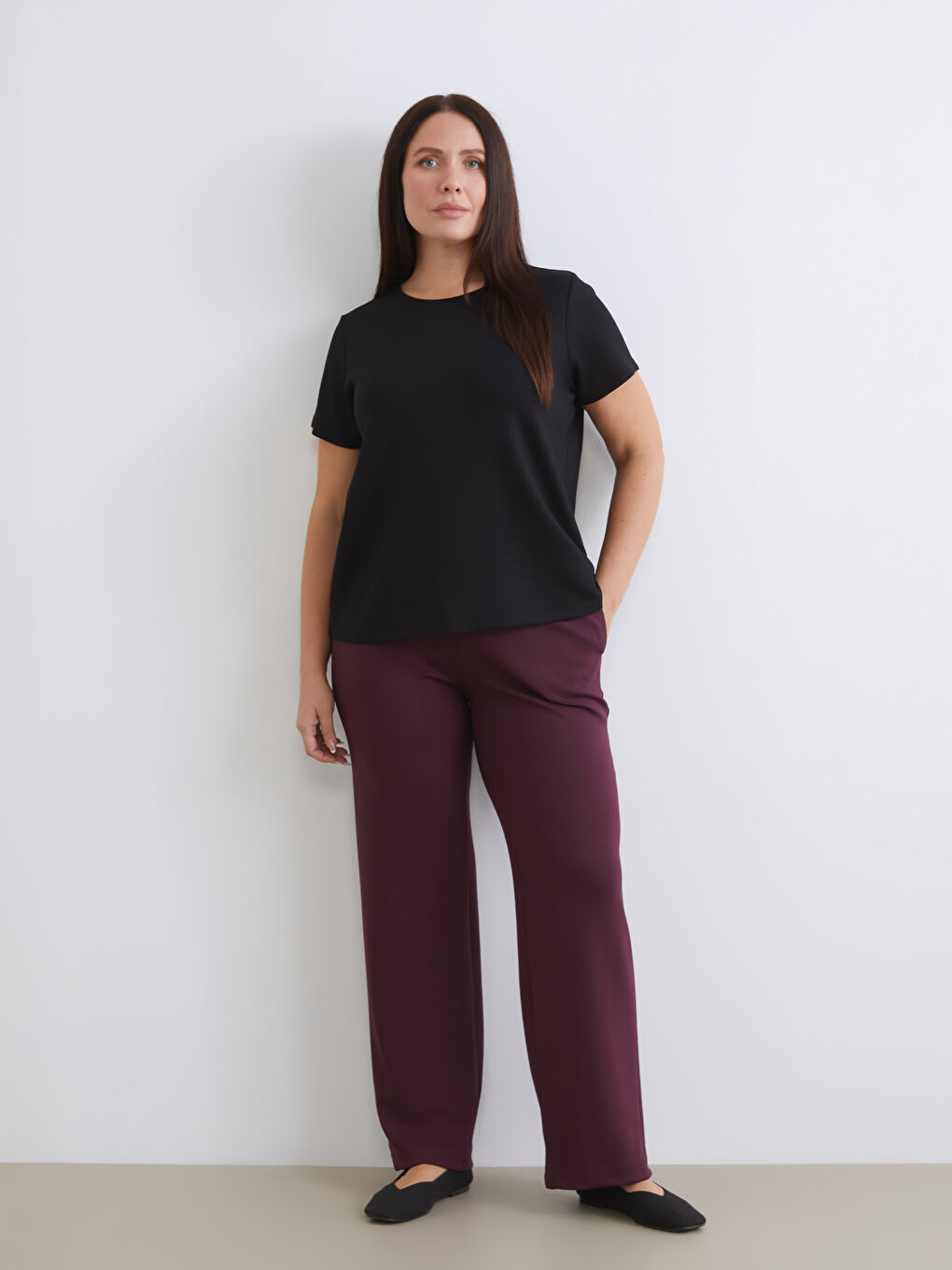 Mürdüm Büyük Beden Beli Lastikli Kadın Eşofman Altı-2