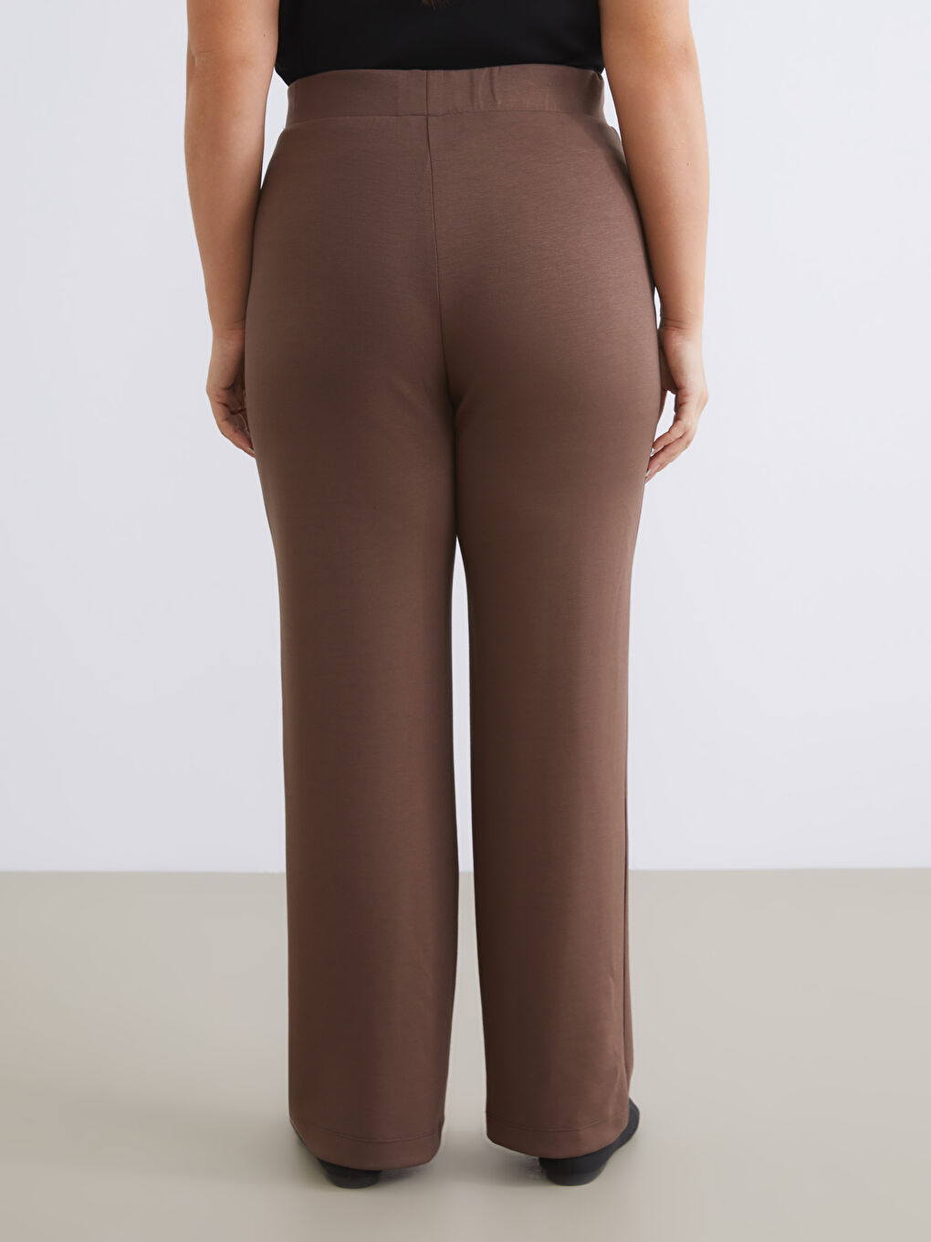 Kahverengi Büyük Beden Beli Lastikli Kadın Eşofman Altı-8