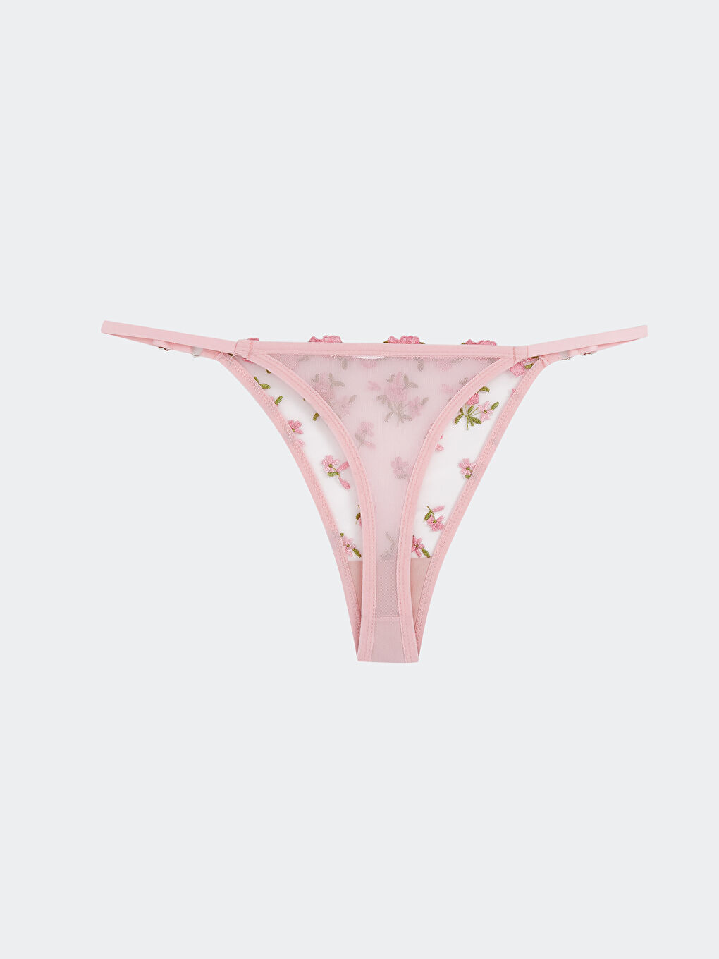 Pembe Çiçekli Fantezi Tanga Külot-1