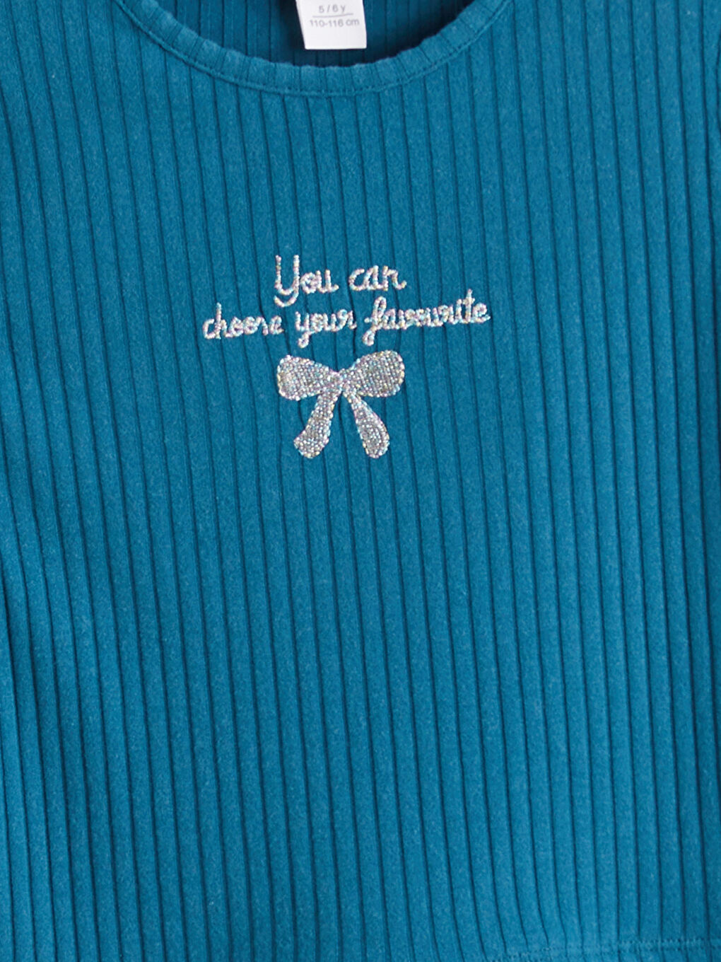 Petrol Kurdele ve Fırfırlı Kız Çocuk Bluz ve Tayt-2