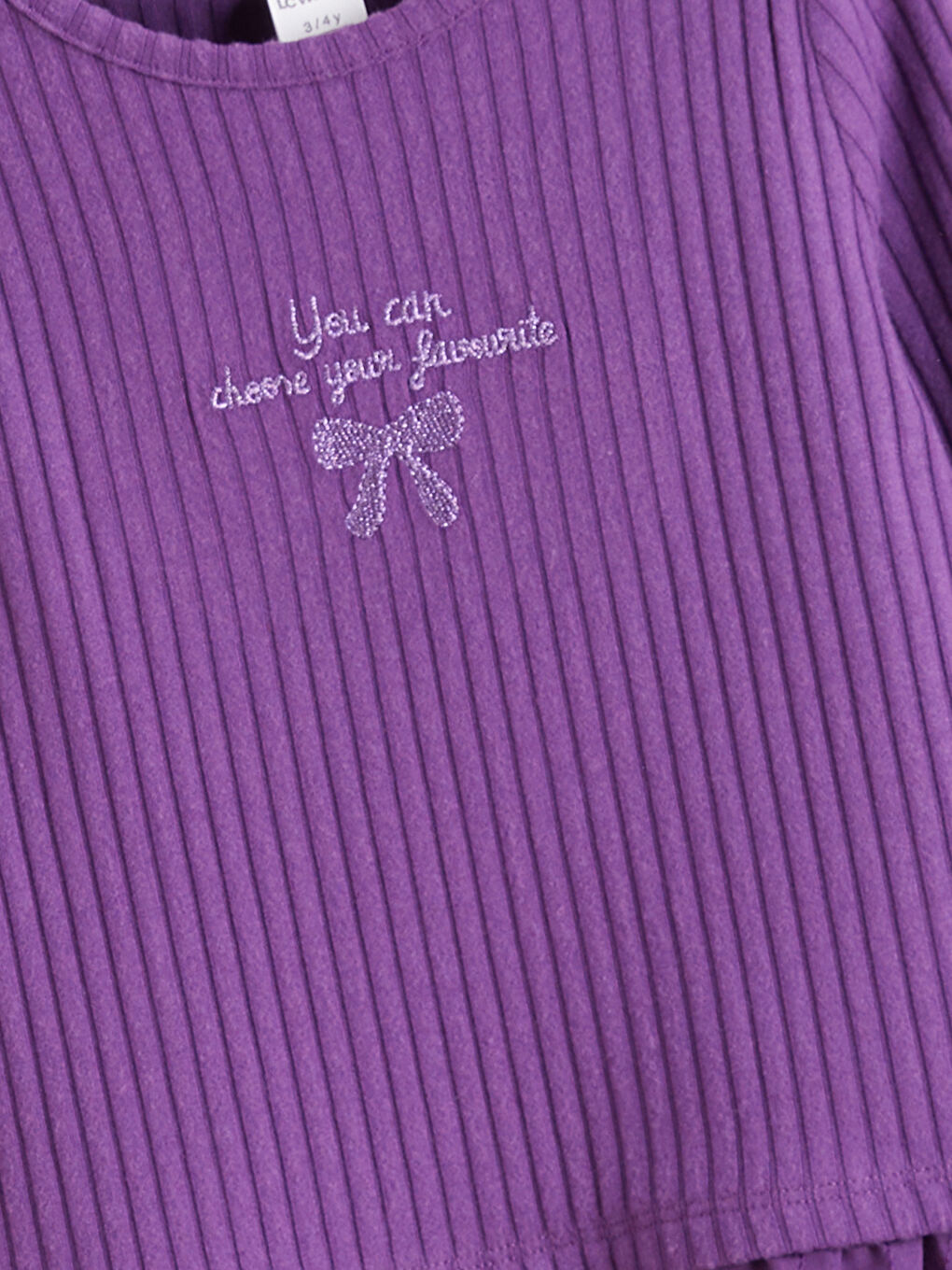 Mor Kurdele ve Fırfırlı Kız Çocuk Bluz ve Tayt-2