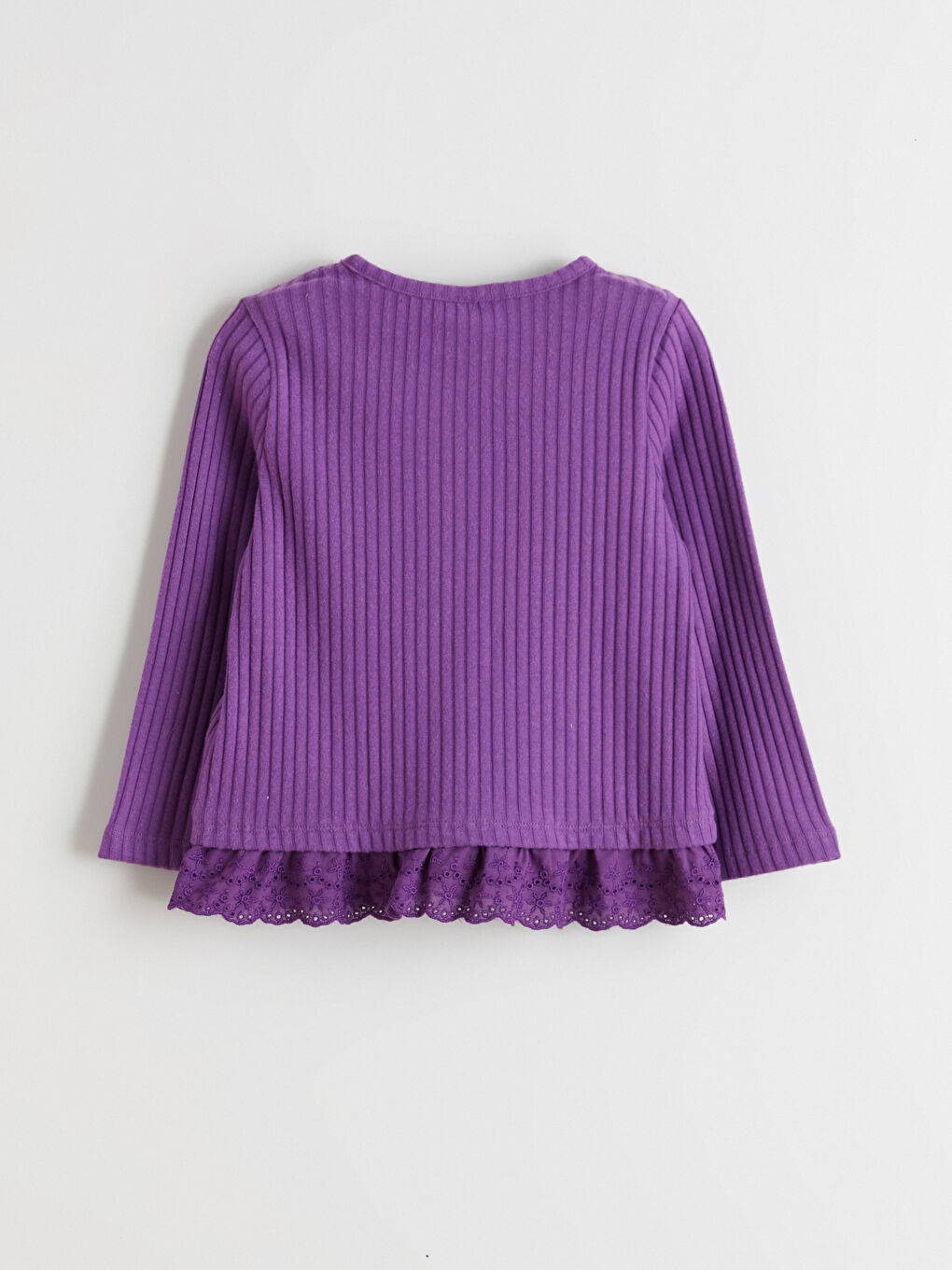 Mor Kurdele ve Fırfırlı Kız Çocuk Bluz ve Tayt-3
