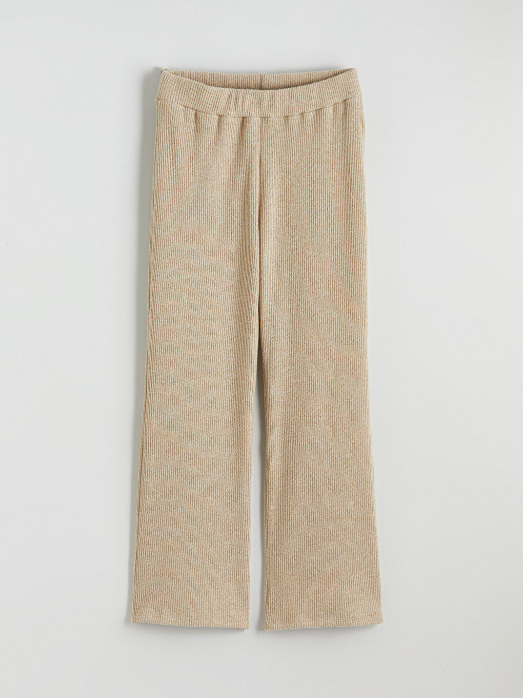 Bej Beli Lastikli Kadın Pantolon-4