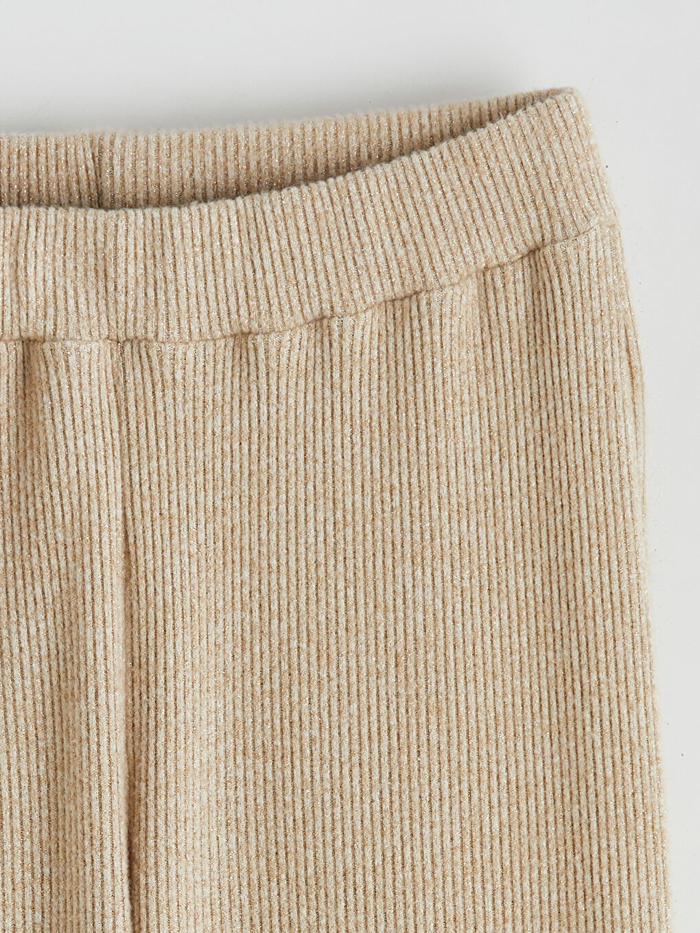 Bej Beli Lastikli Kadın Pantolon-5