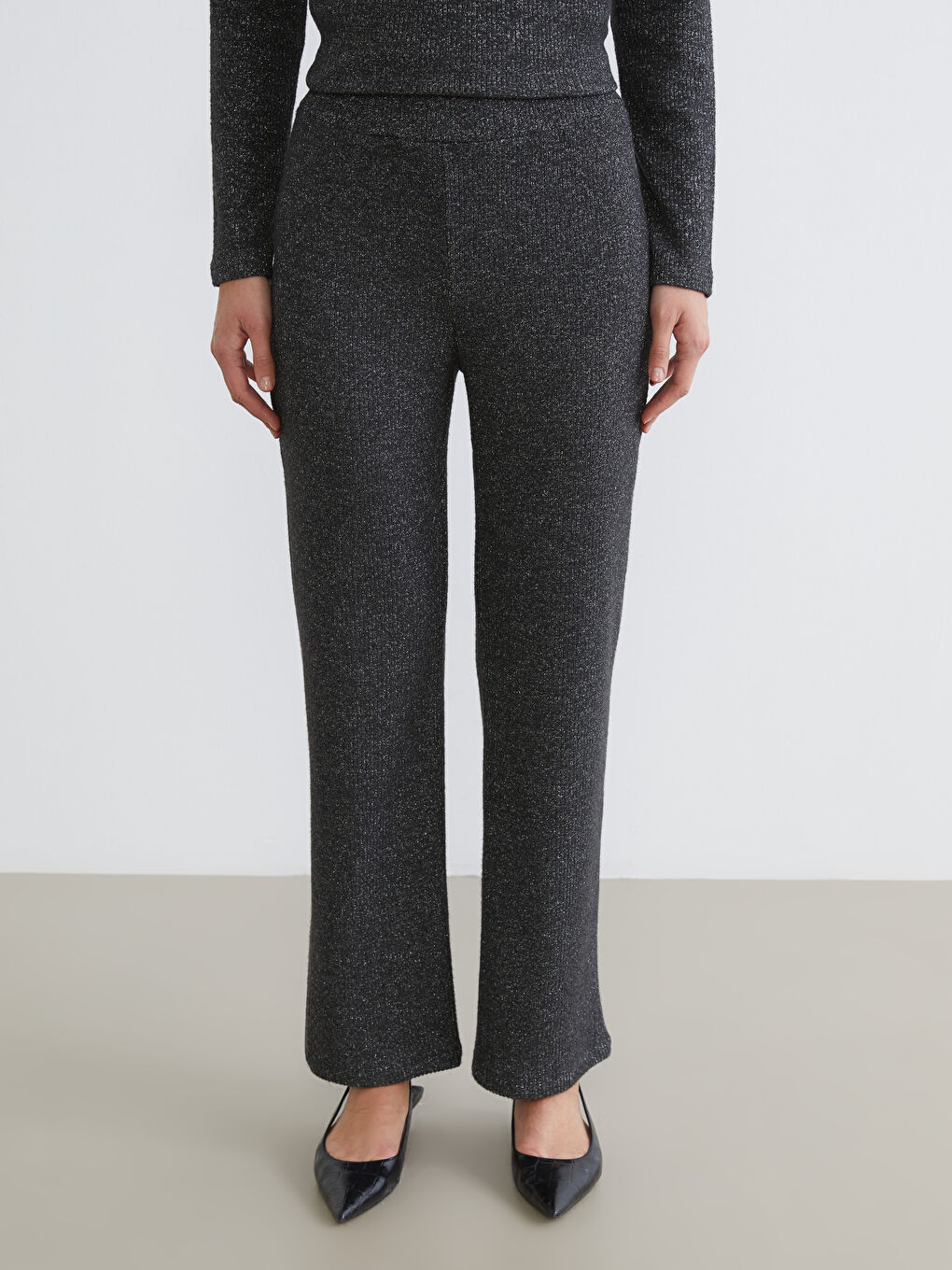 Antrasit Beli Lastikli Kadın Pantolon-1