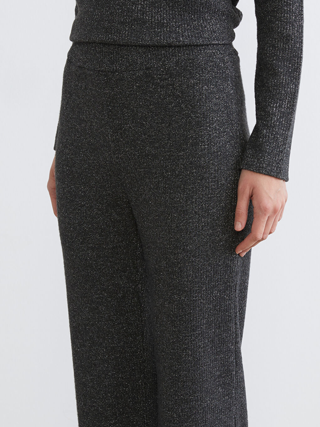 Antrasit Beli Lastikli Kadın Pantolon-2