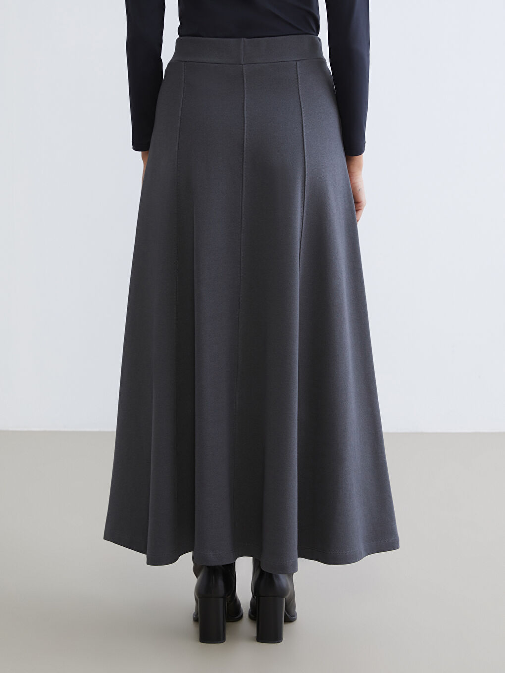 Antrasit Beli Lastikli Kloş Etek-3