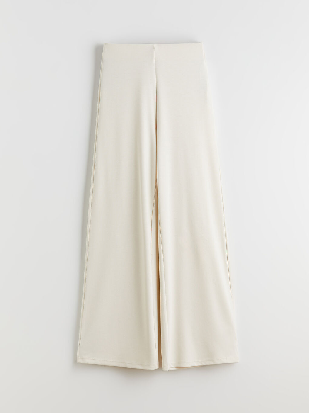 Bej Beli Lastikli Geniş Paça Kadın Eşofman Altı-4