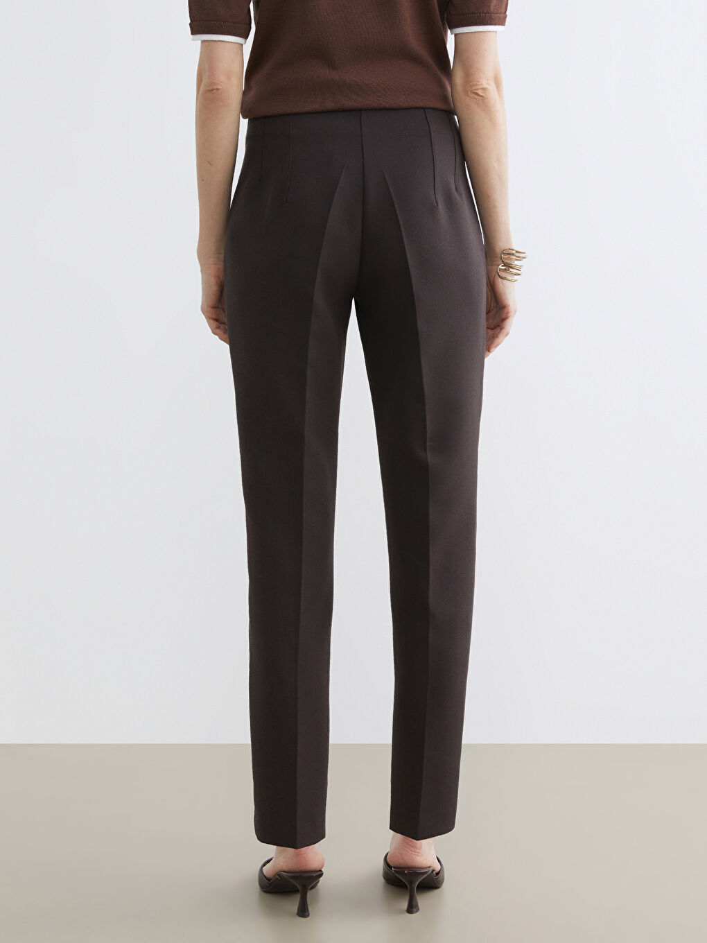 Kahverengi Yüksek Bel Cigarette Kadın Pantolon-3