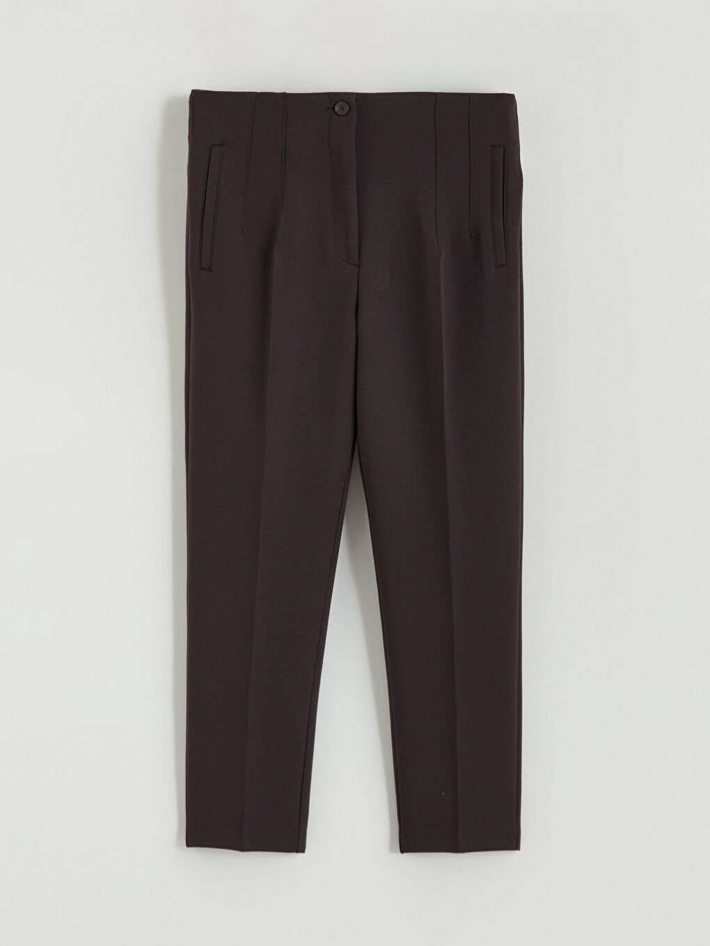 Kahverengi Yüksek Bel Cigarette Kadın Pantolon-4