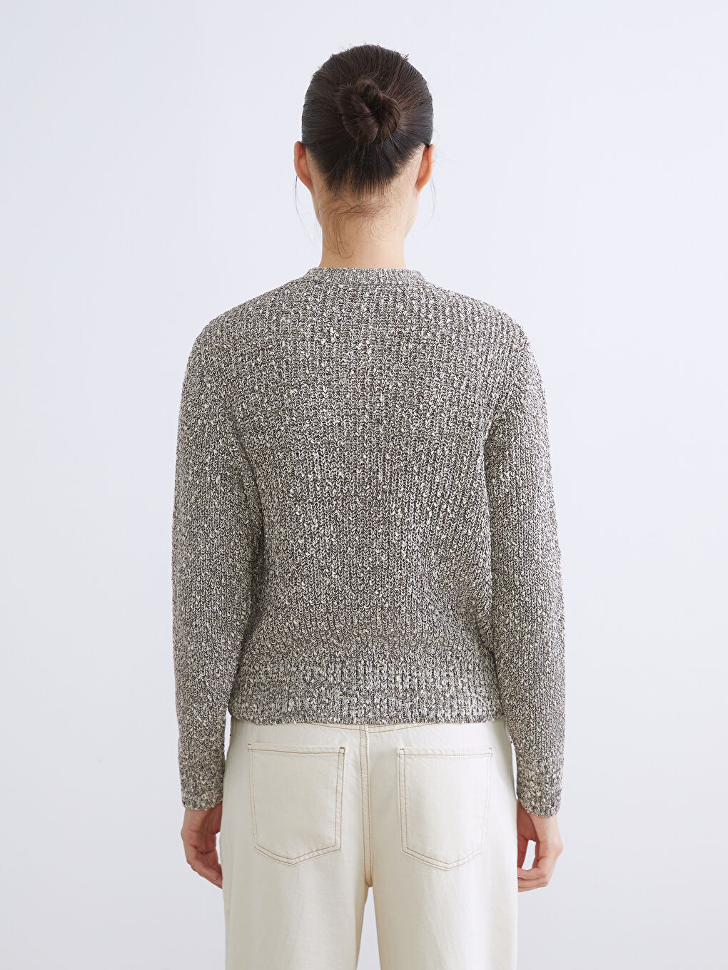 Kahverengi Bisiklet Yaka Kadın Triko Hırka-3