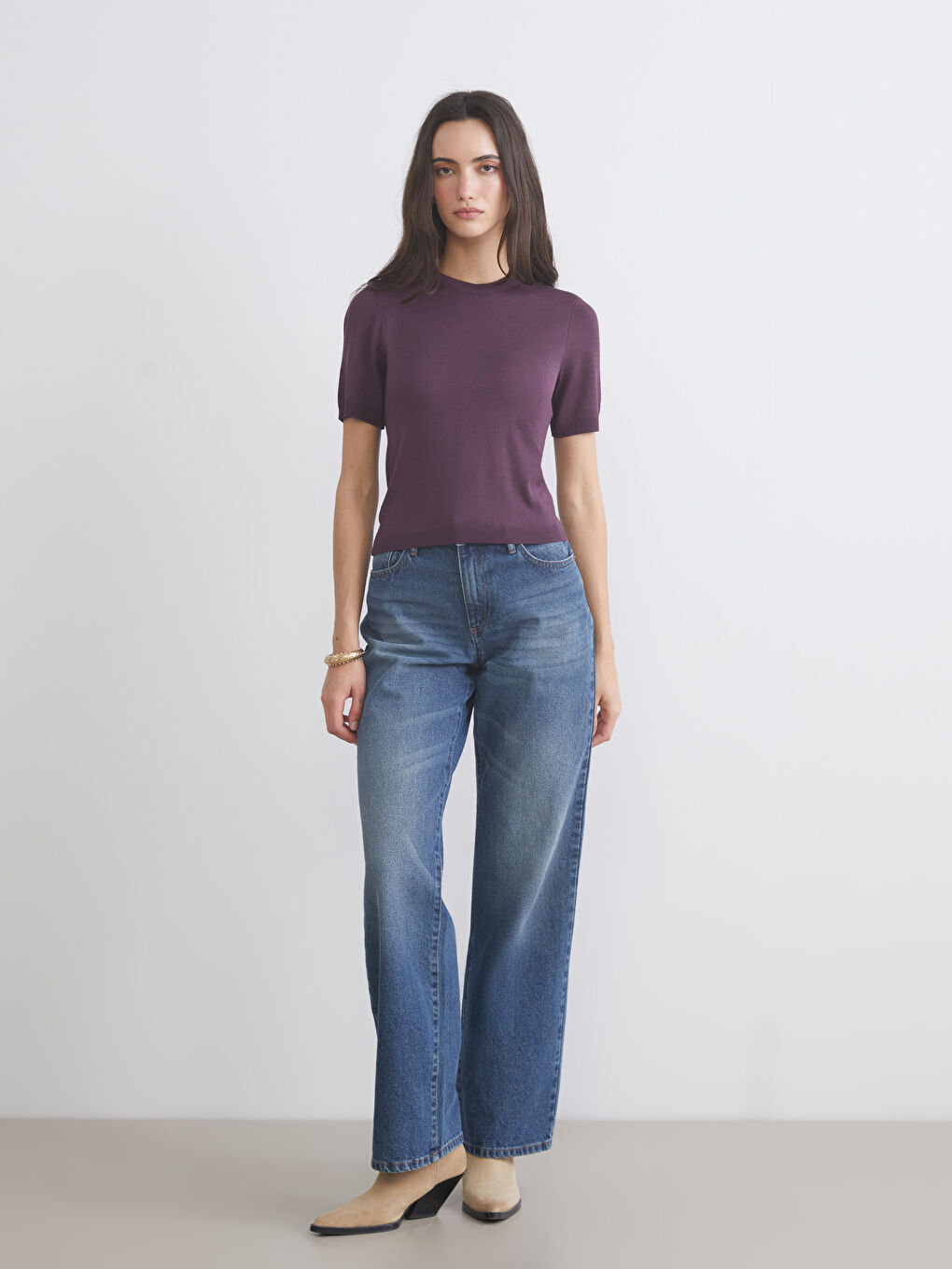 Bordo Bisiklet Yaka Kadın Triko Kazak-1