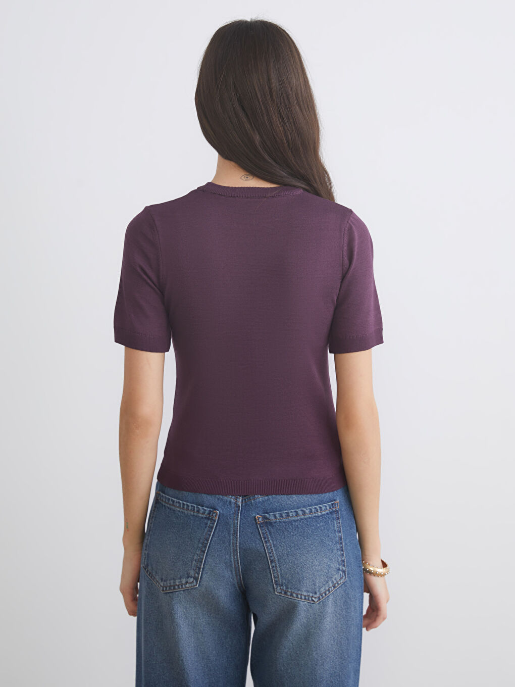 Bordo Bisiklet Yaka Kadın Triko Kazak-3