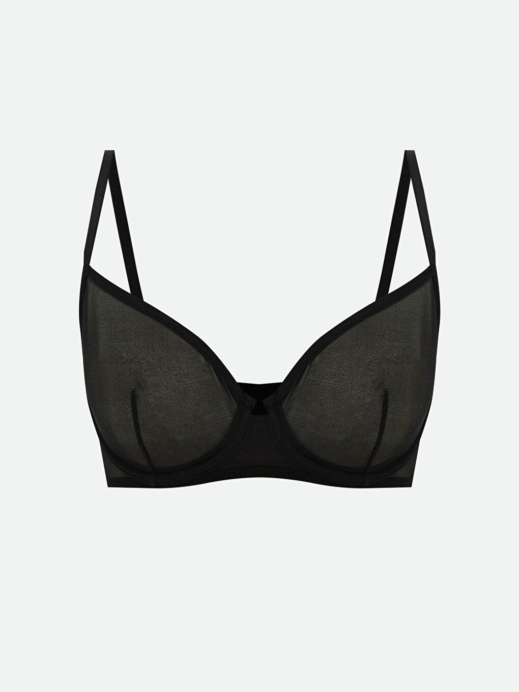 Siyah Balenli Dolgusuz Tişört Sütyen