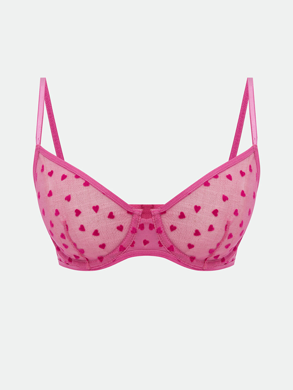 Fuşya Balenli Dolgusuz Tişört Sütyen