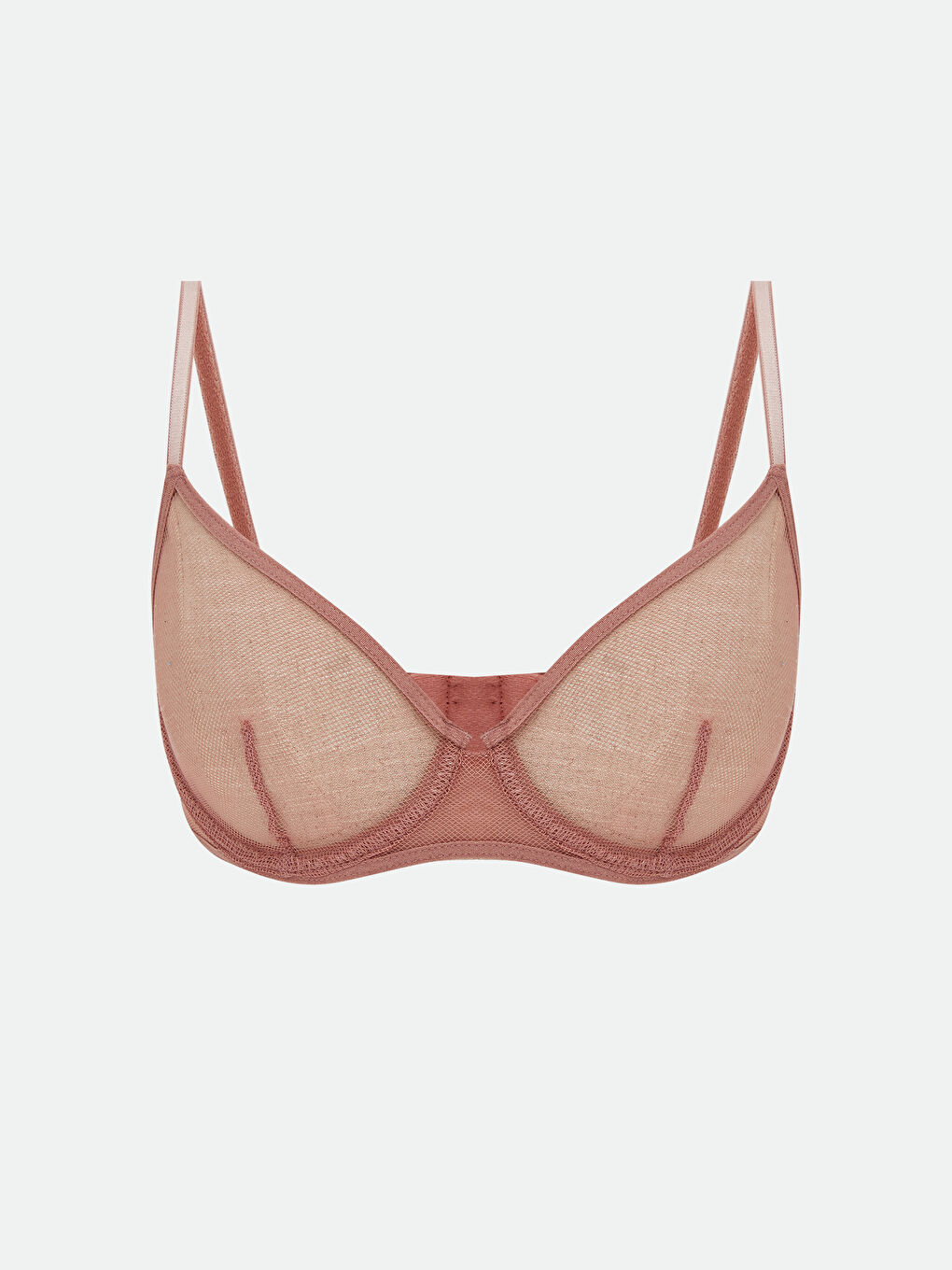 Pembe Balenli Dolgusuz Tişört Sütyen