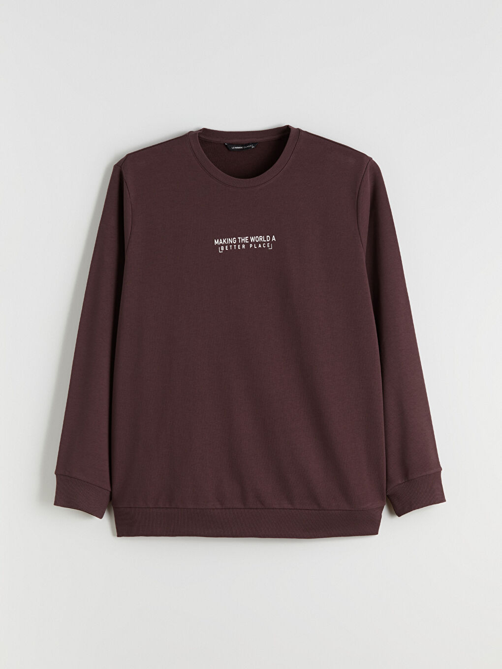 Mürdüm Bisiklet Yaka Baskılı Erkek Sweatshirt-2